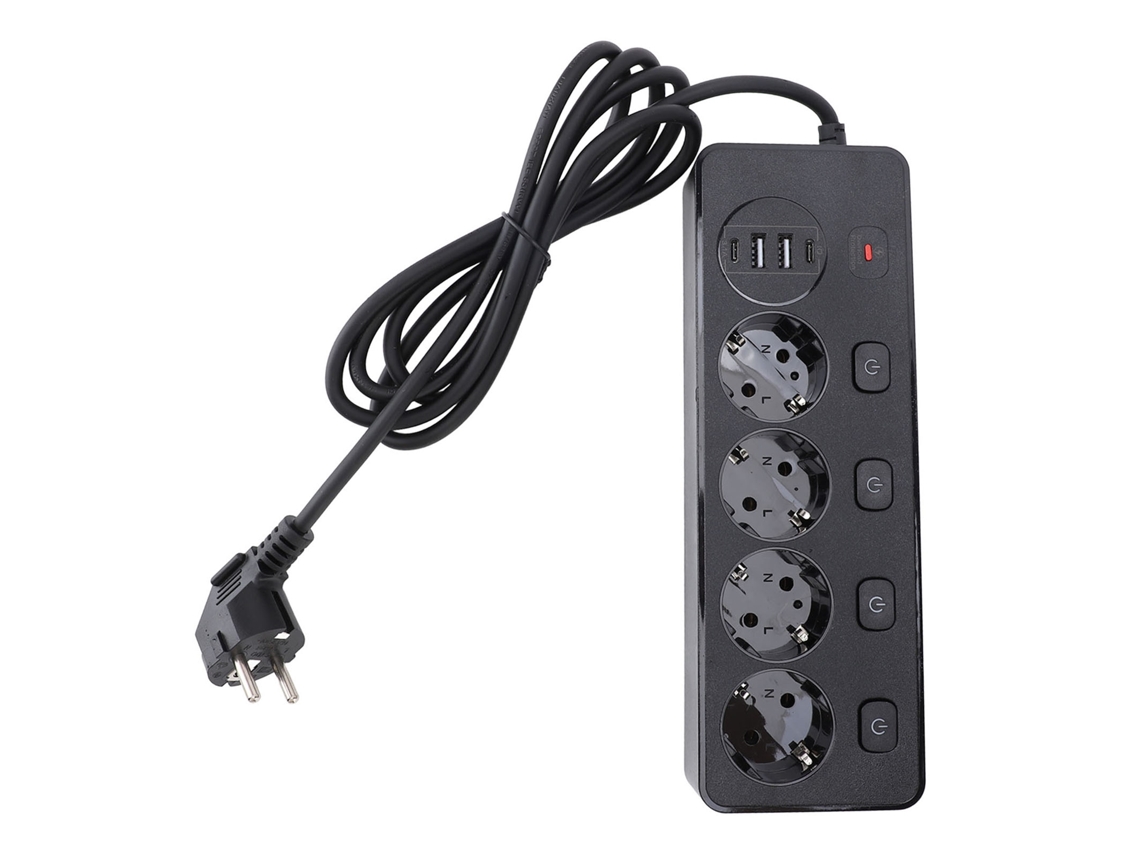 Laxiscreed Soquete Multifuncional Para Europa Com 4 Tomadas, Usb-a, Usb-c E Interruptor