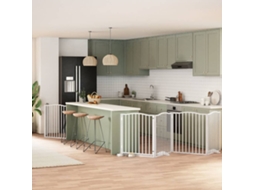 Vidaxl Portão P/ Cães Com Porta Dobrável 8 Painéis 640 Cm Álamo Branco