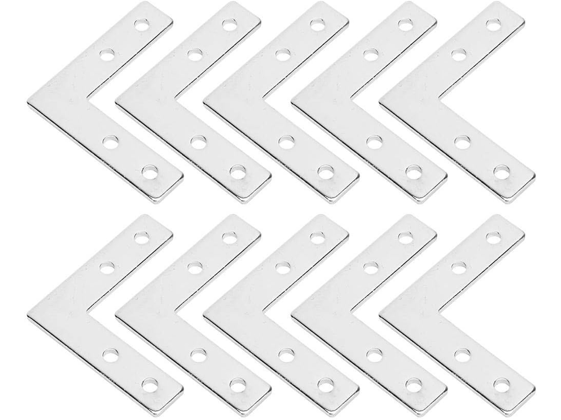 Conjunto de 10 suportes de borda em perfil de alumínio, série 2020, placa de conexão em formato L para estruturas de construção.