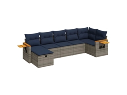 Conjunto de 7 Sofás para Jardim com Almofadões Vime Pe Cinzento MAISON EXCLUSIVE (7 pcs)