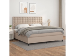 Vidaxl Cama Com Molas/colchão 200x200 Cm Couro Artificial Cappuccino