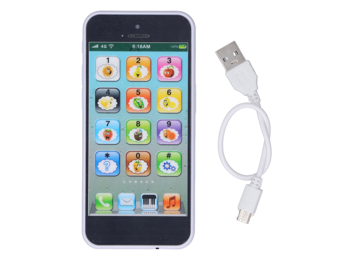 Ats máquina de Aprendizaje Teléfono Recargable Simulación Usb Juguete Educativo Tarde Edad Temprana Negro