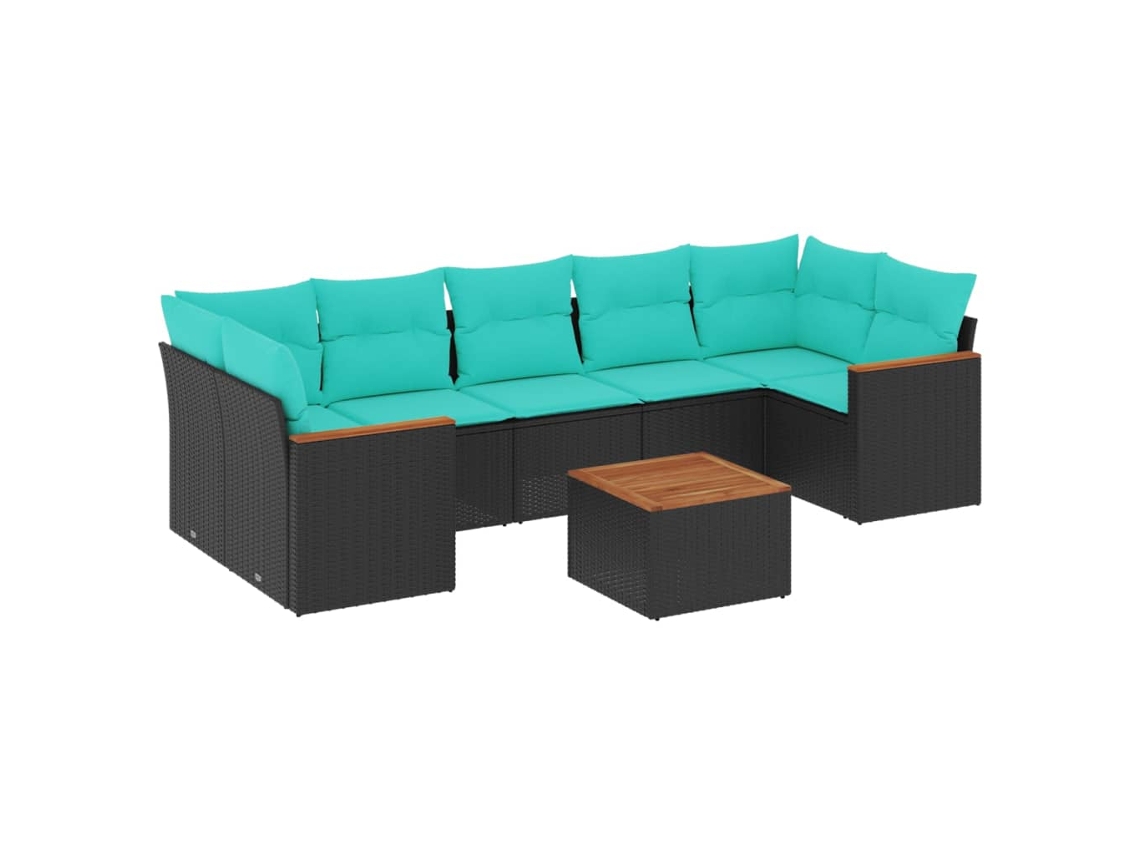 Conjunto de Sofá de Jardim, 9 Peças, Almofadas, Rattan Marrom MAISON EXCLUSIVE