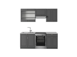 Cuisine Fame Line, 200cm, Pt Mármore, Anthrazit Dourado Campo, Antracite, Vicco