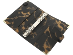Capa protetora decorativa Supvox A6 em couro PU, estampa de mármore marrom, para caderno, reutilizável, com 6 argolas.