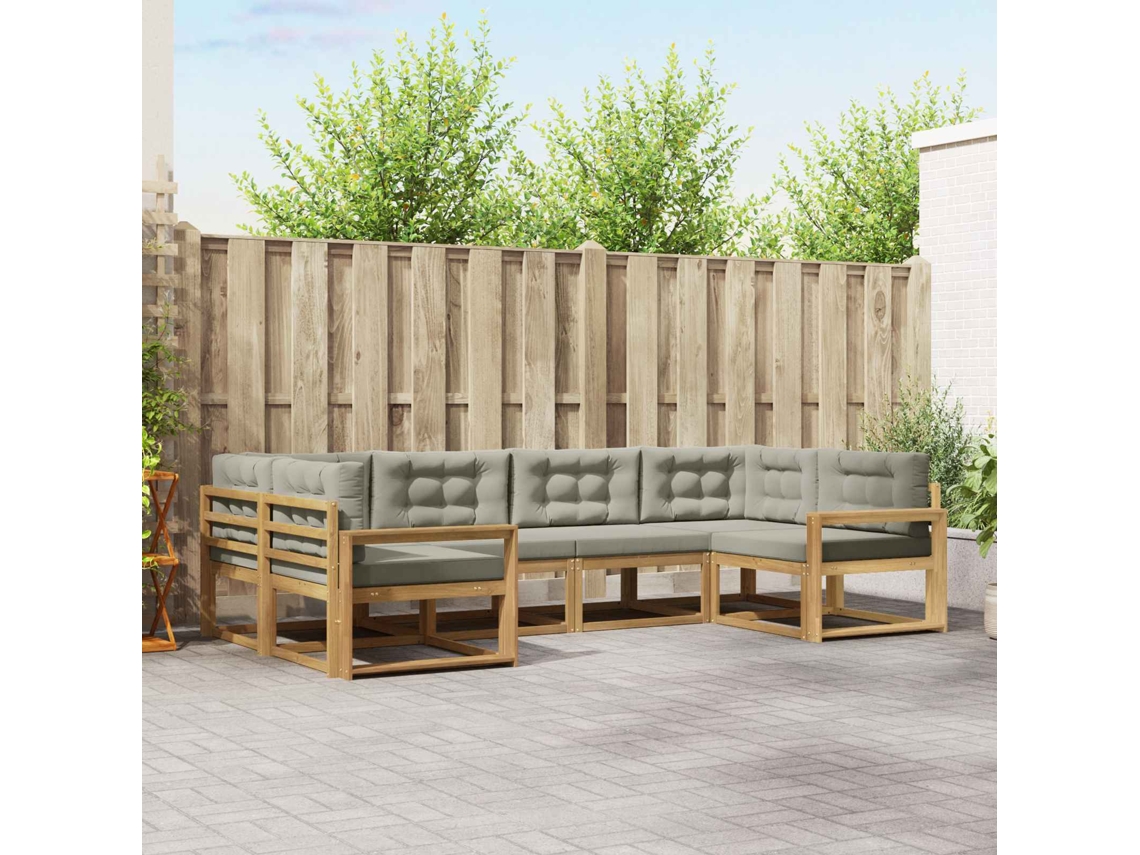 Vidaxl Conjunto De Sofás Para Exterior 6 Pcs Branco E Cinzento-claro