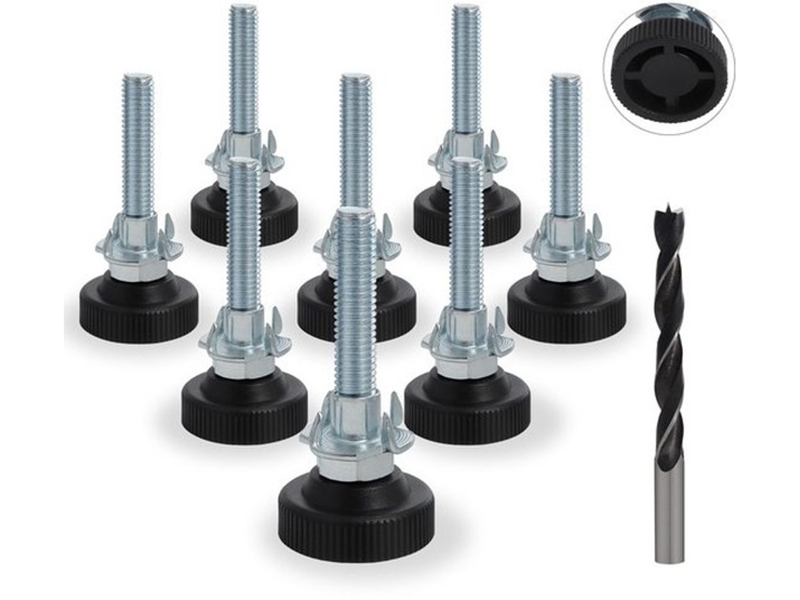 Meubelpoten Verstelbaar 8 Stuks - Antislip Meubelpoten - Nivelleringsvoeten - M8 X 50 Mm - Maximaal 250 Kg - Hoogte 12-63 Mm - Nivelleringspoten