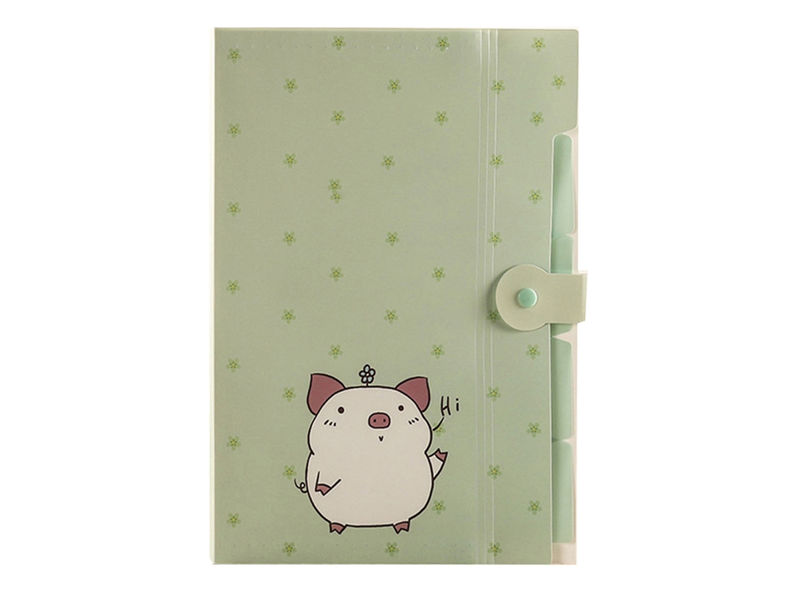 Carpeta Expansível de Pp de Cor Doce com Fecho Cute Piglet Aparência Adorável Carpeta de Documentos