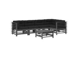 Conjunto de 6 Lounge Garden com Almofadões Madeira Maciça Cinza MAISON EXCLUSIVE (6pcs)