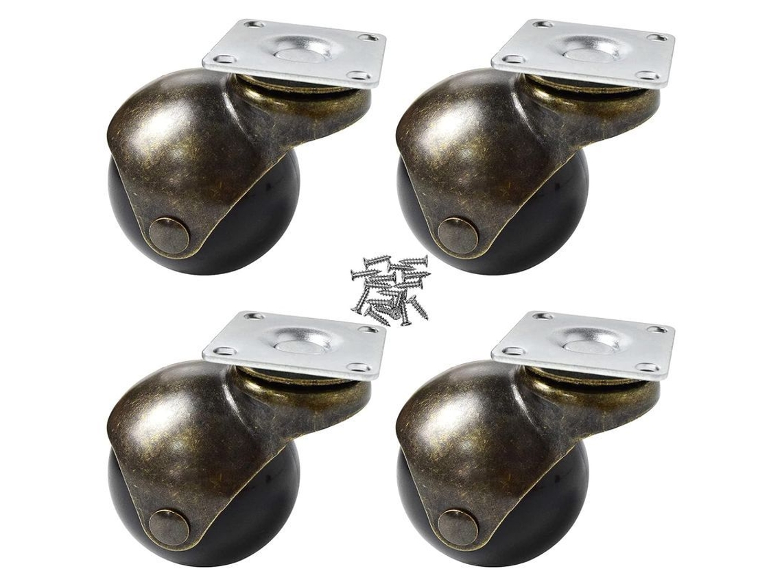 Rodas giratórias antigas Linjou, com placa, resistentes, silenciosas, capacidade 20kg, para móveis pequenos S/MARCA