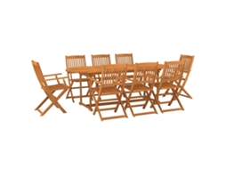 Conjunto de 9 Jantar para Jardim 220x90x75 cm Acácia Maciça MAISON EXCLUSIVE