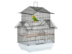 Gaiola Pássaros Aço 2 Comedouros 2 Poleiros Bandeja Removível 50,5x41x63 Branco