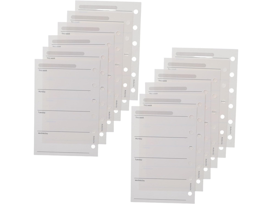 Folhas de Planejamento Semanal A7, 200 unidades, papel 120g/m², 6 folhas perfuradas, formato 4,7 x 3 polegadas.