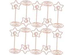 Abaodam Conjunto de 10 Prendedores de Cardápio em Metal Dourado com Base Espiral e Formato de Estrela de Cinco Pontas para Decoração de Casa