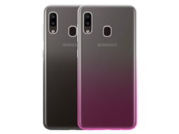Capa Ultra Durable Para Samsung Galaxy A20 Color Block Cbcovsiliduoga20ebp Textura Macia Preto