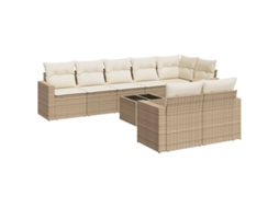 Maison Exclusive - 9 Pcs Conjunto De Sofás P/ Jardim Com Almofadões Vime Pe Bege