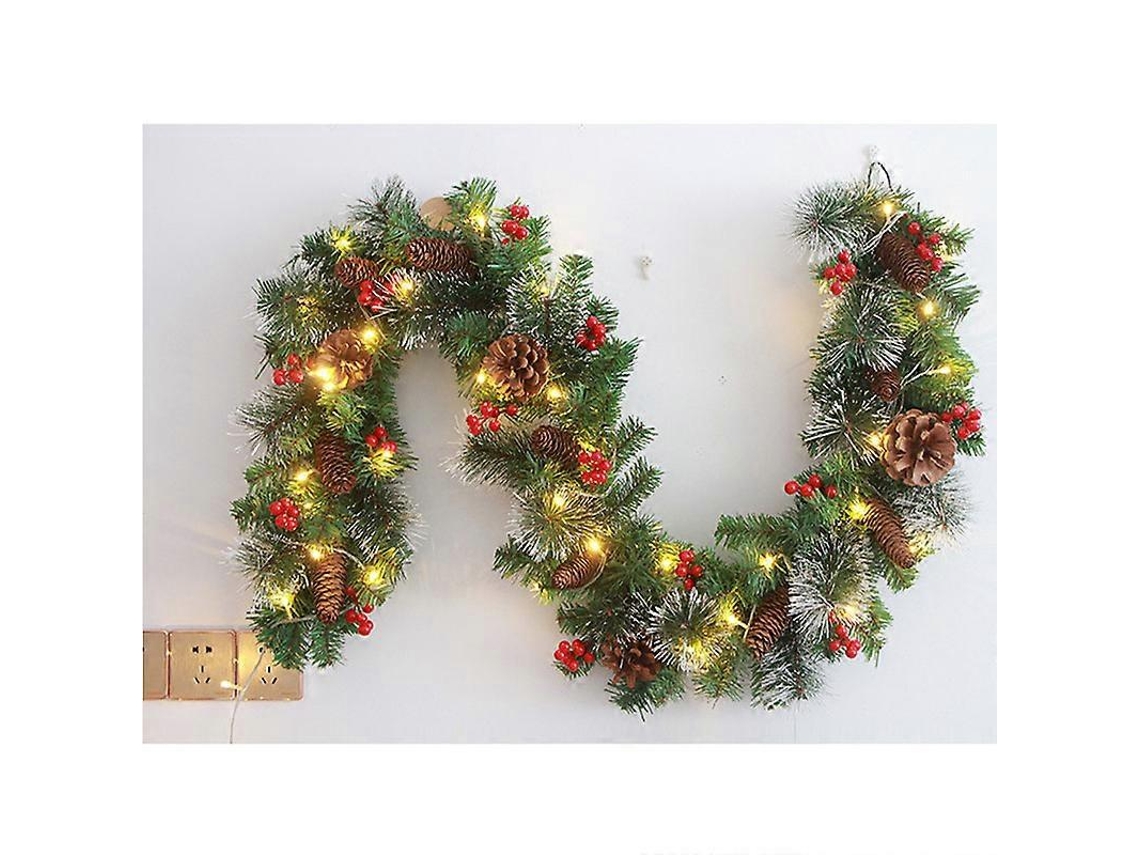 Grinalda De Natal Em Pvc Com Bolas E Flores, 1,8 M Ou 2,7