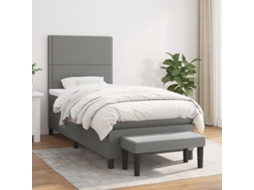 Vidaxl Cama Com Molas/colchão 100x200 Cm Tecido Cinza-escuro