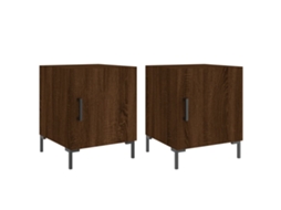 Bedside Cabinet, Bedside Cabinets Vidaxl Marrom Madeira Processada (n/a)