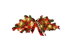 Porta Lintel Decorativo Natal Xadrez Vermelho Com Luzes Baterias Aa