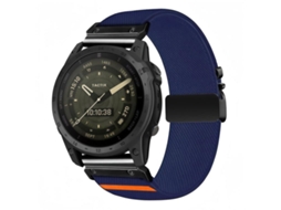 Bracelete para Garmin nylon elástico trama diagonal com fivela de paraquedas azul meia noite (22mm)