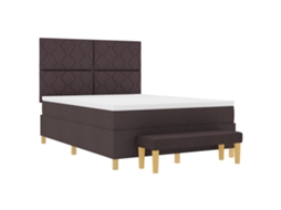 Cama Bospring Com Colchão & Baú Marrom Escuro Tecido Vidaxl Castanho Fabric (140x190 Cm)