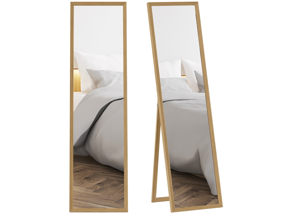 Espelho de Corpo Inteiro com Suporte, para Chão, 40cm X 150cm, Cor Natural. SINI TECH STORE