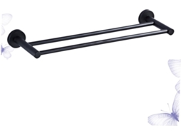 Suporte De Toalhas Parede Preto Nuobesty, Resistente, Com Haste Dupla, Design Elegante Para Banheiro