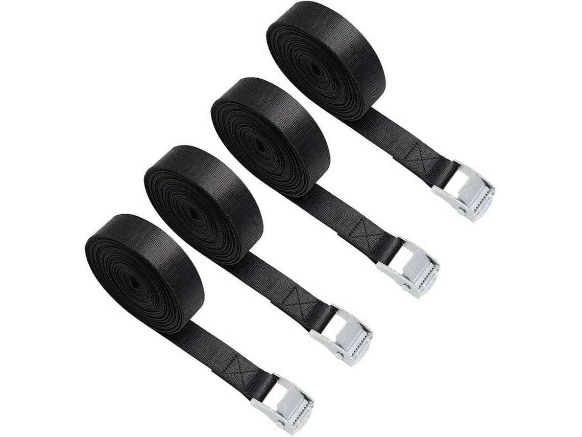 Conjunto de 4 cintas de amarração com catraca, 2m x 25mm, fivela de garra AQUAFORGE