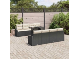 Vidaxl Conjunto De Sofá De Jardim 7 Unid. Preto E Creme Vime Pe