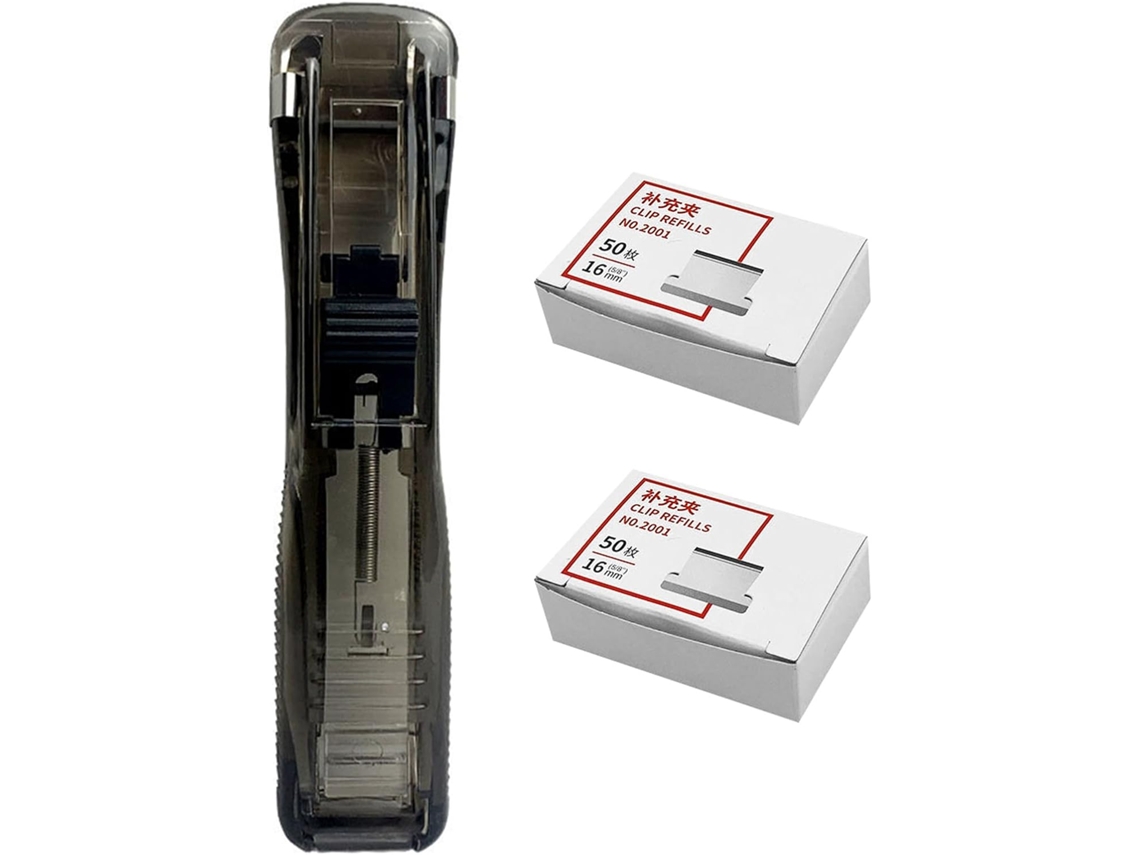 Grampeador Portátil Preto Para Escritório Com 1 E 100 Grampos De Reposição, Acessórios Para Documentos, Prendedor De