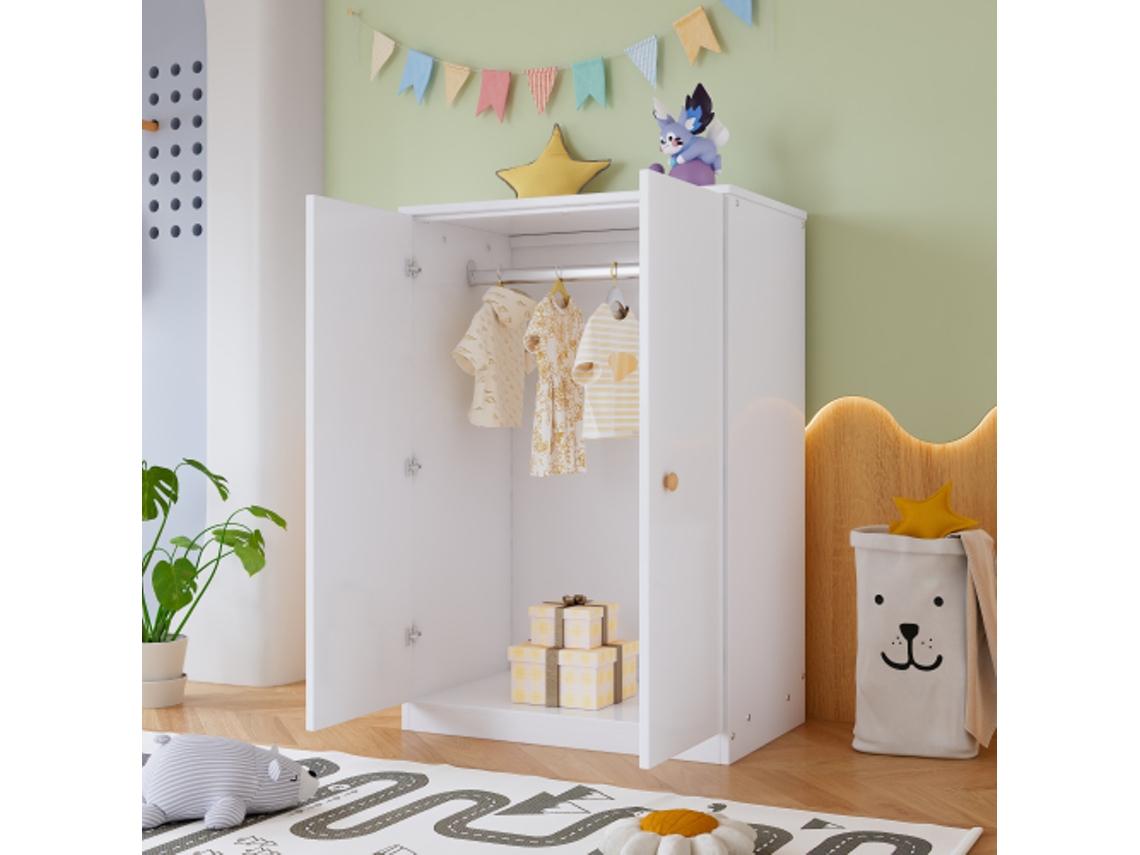 Guarda-roupa Pequeno 2 Portas Com Cabideiro Mdf Branco Quarto/sala