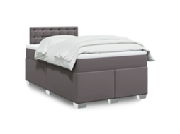 Vidaxl Cama Boxspring Com Colchão 120x190 Cm Couro Artificial Cinzento