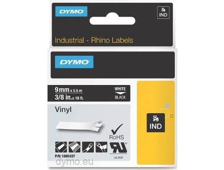 Fitas DYMO Rhinopro Vinil 9Mm Br/Pr 5X