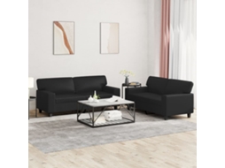 Vidaxl 2 Pcs Conjunto De Sofás Couro Artificial Preto