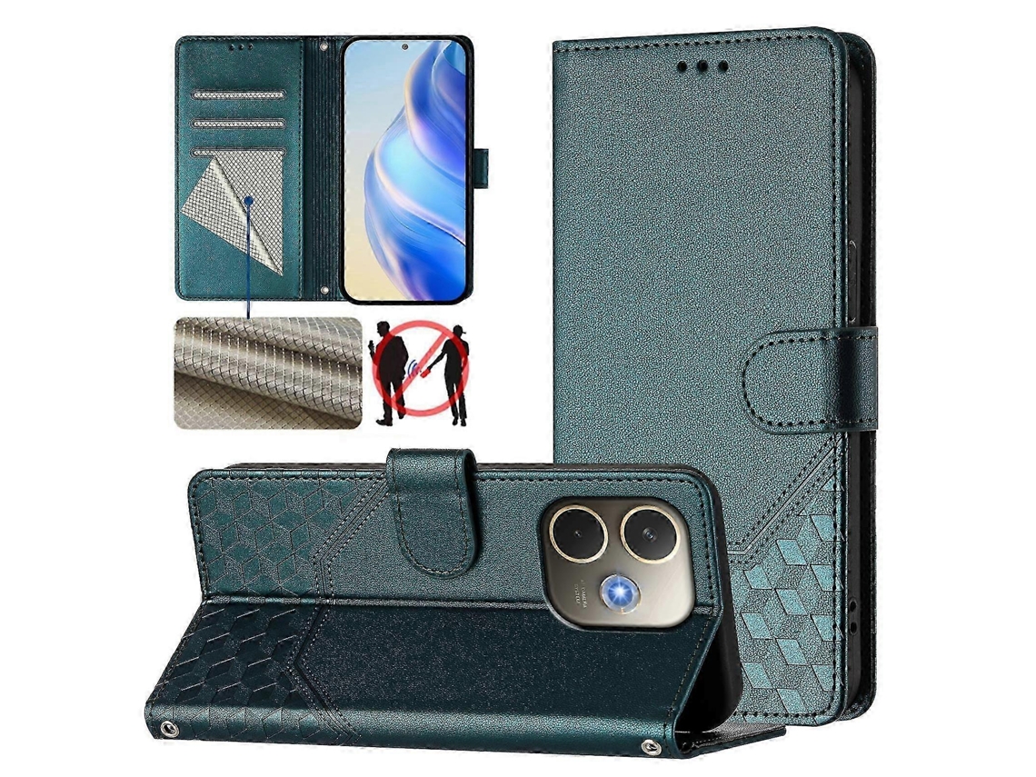 25-26 Honeycomb Embossing Rfid Leather Phone Case