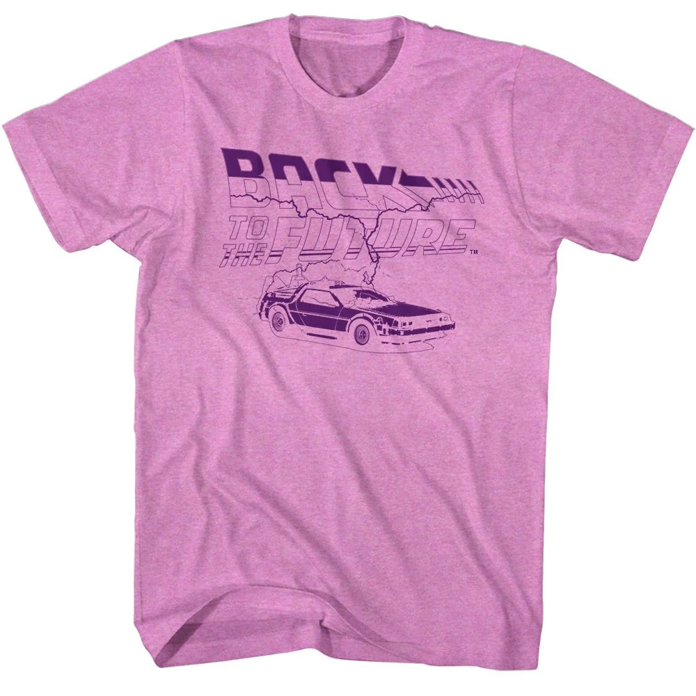 Rockinstone Back To The Future Movie Future Purple Heather Neon Purple Adult T-shirt Size:l