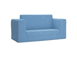vidaXL Sofá-cama infantil de 2 lugares pelúcia macia azul