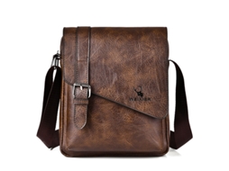 Bolsa Transversal Masculina Retro Casual, Bolsa Grande, Castanho Escuro Tommy01