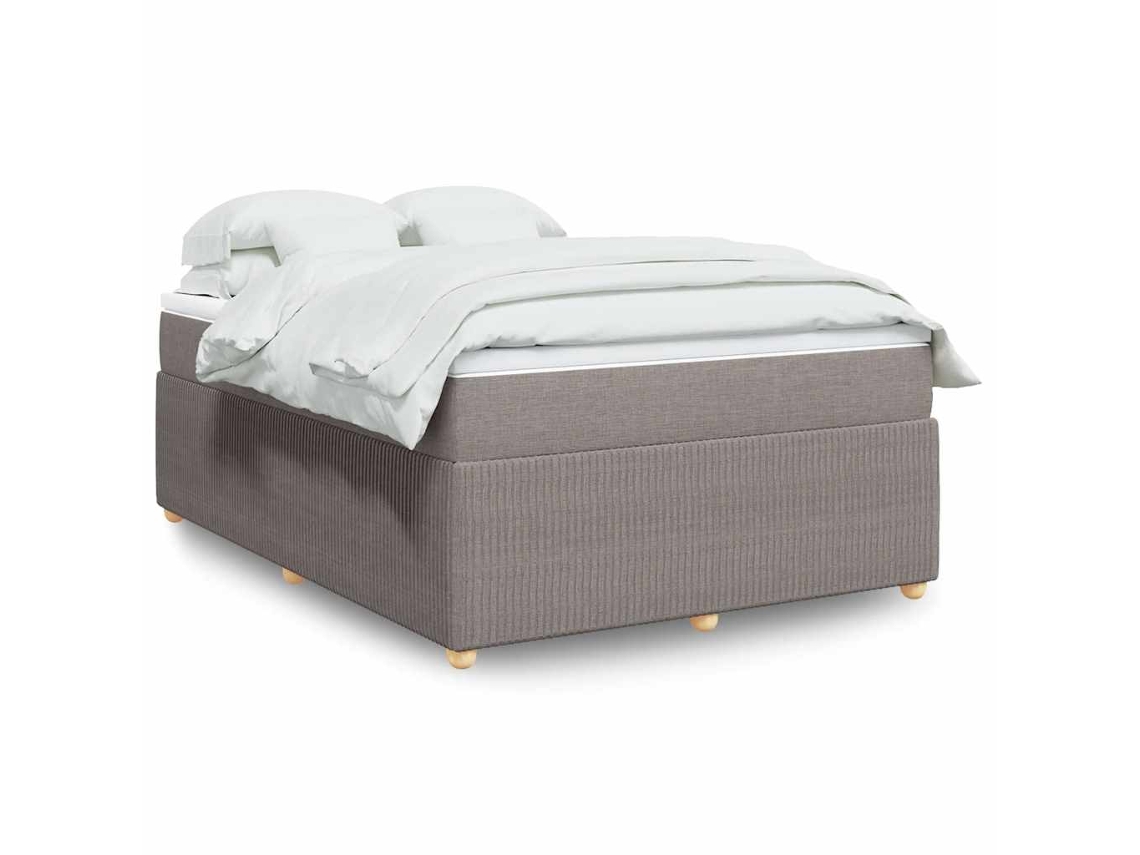 Vidaxl Cama Com Molas/colchão 160x200 Cm Tecido Castanho-acinzentado