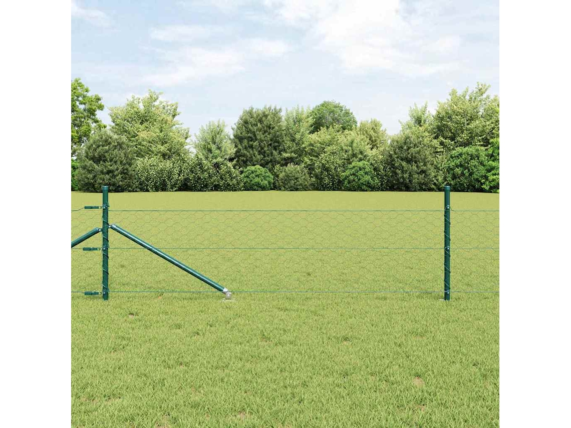 Vidaxl Cerca Hexagonal Com Poste 25 X 0,4 M Aço Revestido De Pvc Verde