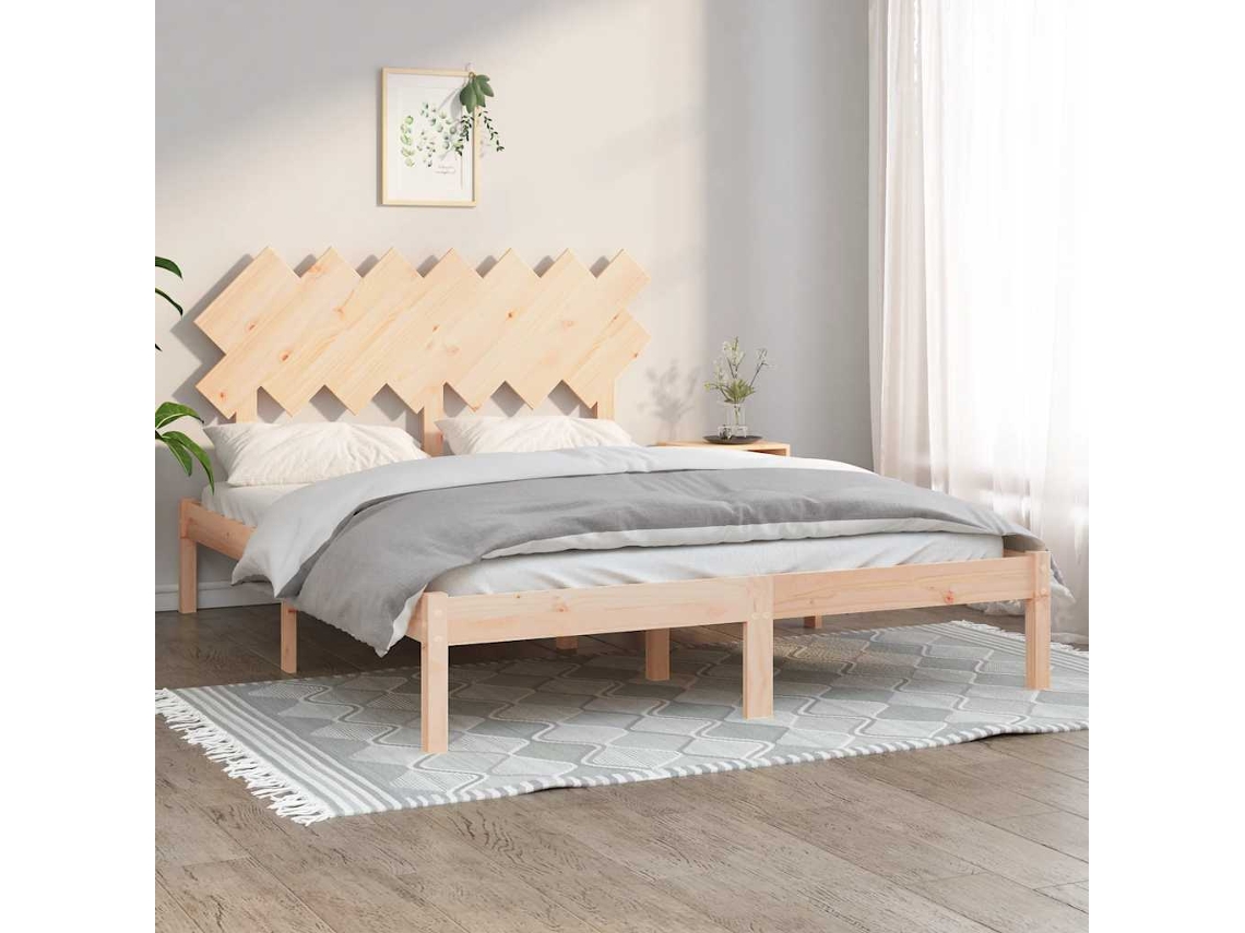 Vidaxl Estrutura De Cama King Size 150x200 Cm Madeira Maciça