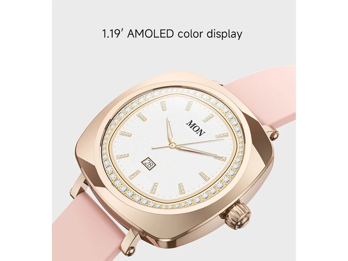 Smartwatch 1.19 Amoeled Com Monitor De Saúde Feminina Ouro Rosa Bestvite