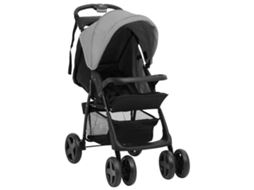 Vidaxl Carrinho De Bebé 2-em-1 Aço Cinzento-claro E Preto