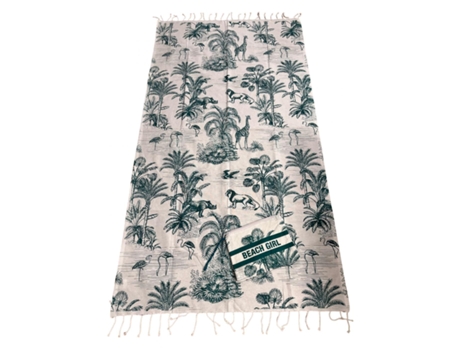 Telo Da Mare Adulto Unisex Lovely Beach Ls00168 Wild_verde Cotone Organico