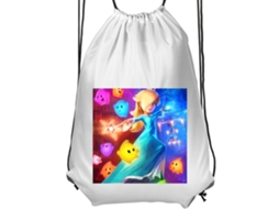 Mochila de Ginástica Infantil Branca, Confortável e Prática, com Estampa Mágica de Galáxia e Figuras da Rosalina Estrela Brilhante BRILVIBERA