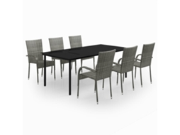 Garden Dining Set, Garden Dining Sets Vidaxl Cinzeto Rattan / Vime (mesa Com 200 Cm De Comprimento)