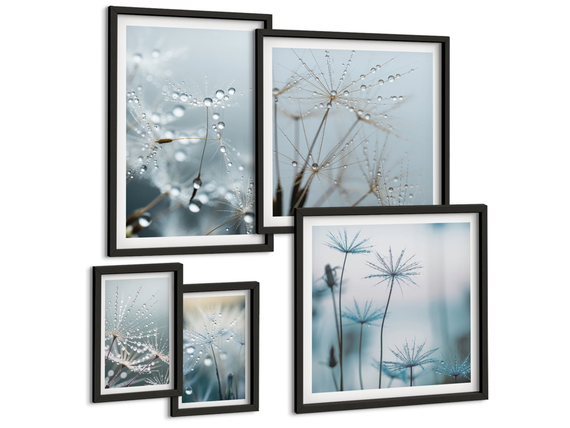 Galeria De Pinturas Murais Composições Abstratas Pictóricas Moldura Preta Quadros Para A Sala De Estar Espelharte (conjunto De 5 Imagens)