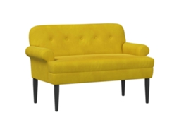 Vidaxl Sofá De Dois Lugares Com Botão Acolchoado Amarelo Veludo