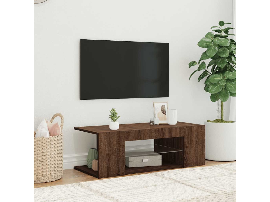Vidaxl Móvel De Tv Com Luzes Led 90x39x30 Cm Cor Carvalho Castanho